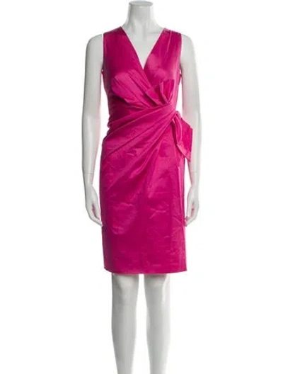Pre-owned Moschino V-neck Knee-length Dress In Pink