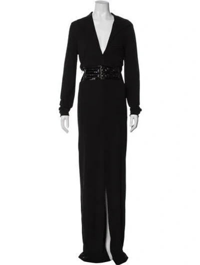 Pre-owned Moschino V-neck Long Dress In Black