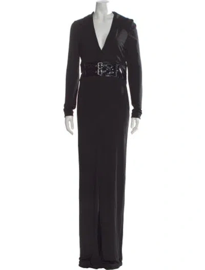 Pre-owned Moschino V-neck Long Dress W/ Tags In Black