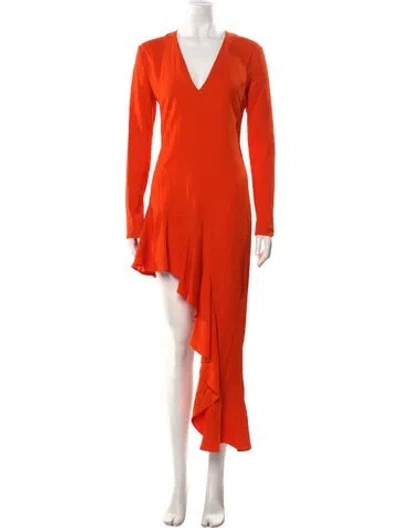Pre-owned Moschino V-neck Long Dress W/ Tags In Orange