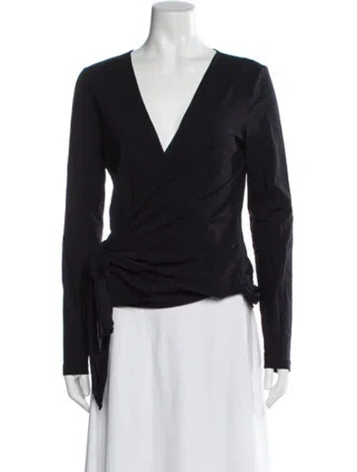 Pre-owned Moschino V-neck Long Sleeve Top In Black