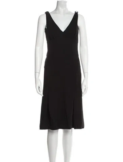 Pre-owned Moschino V-neck Midi Length Dress In Black