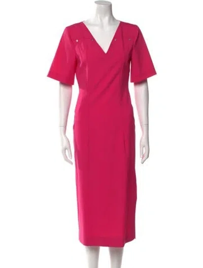 Pre-owned Moschino V-neck Midi Length Dress In Pink