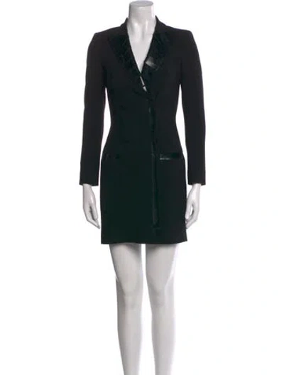 Pre-owned Moschino V-neck Mini Dress In Black