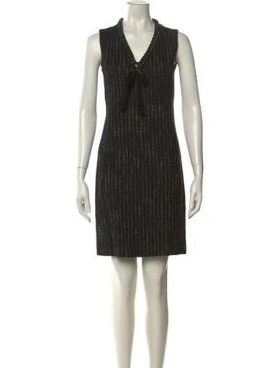 Pre-owned Moschino V-neck Mini Dress In Black