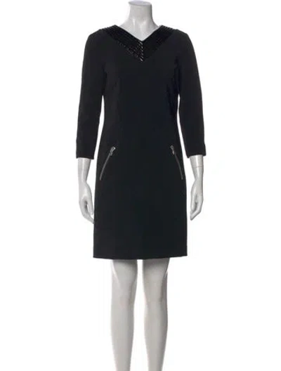 Pre-owned Moschino V-neck Mini Dress In Black