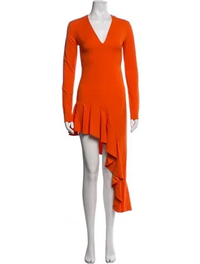Pre-owned Moschino V-neck Mini Dress In Orange