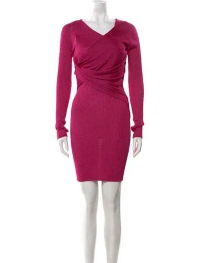 Pre-owned Moschino V-neck Mini Dress In Pink