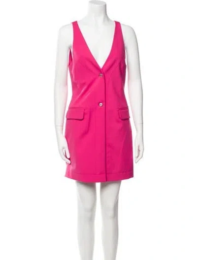 Pre-owned Moschino V-neck Mini Dress In Pink