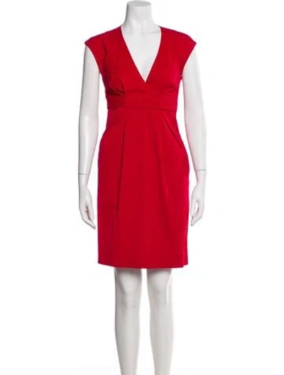 Pre-owned Moschino V-neck Mini Dress In Red