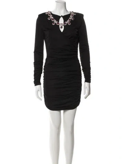 Pre-owned Moschino V-neck Mini Dress W/ Tags In Black