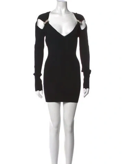 Pre-owned Moschino V-neck Mini Dress W/ Tags In Black