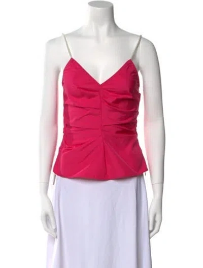 Pre-owned Moschino V-neck Sleeveless Crop Top In Pink