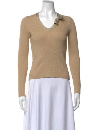Pre-owned Moschino V-neck Sweater In Gold