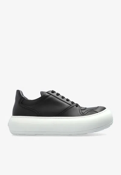 Moschino Voluminous Sole Leather Sneakers In Black