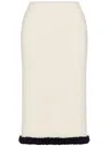 Moschino Waffle Knit Virgin Wool Skirt In White