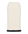 Moschino Waffle Knit Virgin Wool Skirt In White