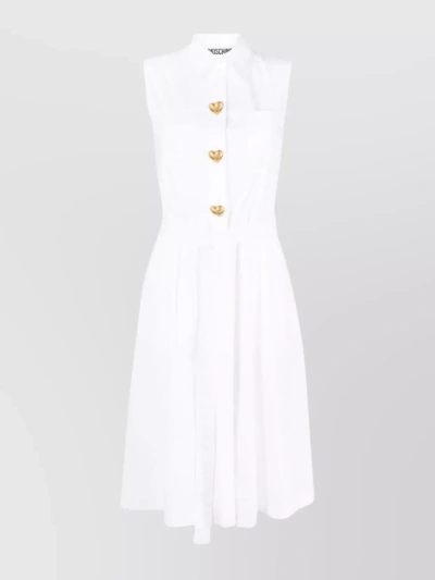 Moschino Waist Belted Flared Skirt Dress In White