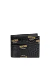 Moschino Embossed Bi-fold Wallet In Black