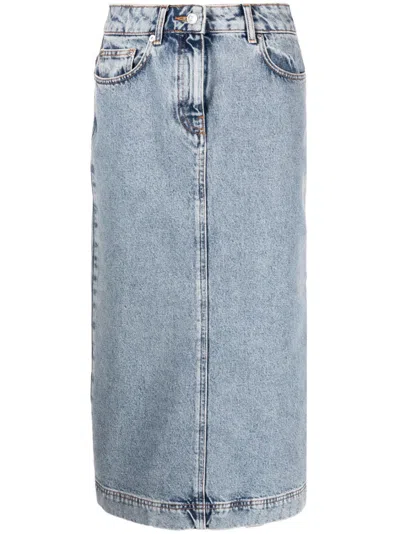 Moschino Washed-denim Midi Skirt In Black