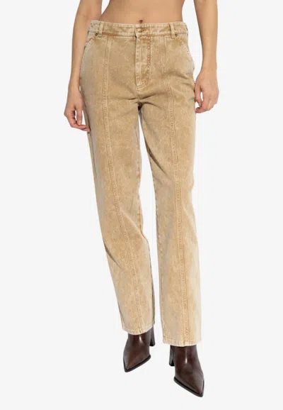 Moschino Washed Straight-leg Jeans In Brown