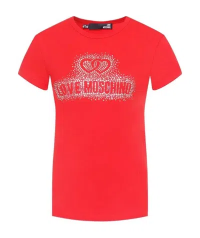 Moschino Water Drill Logo T-shirt In Red