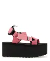 Moschino Women's Logo Print Strappy Platform Sandals In Pink