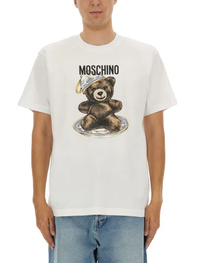 Moschino Whimsical Bear Graphic T-shirt In White