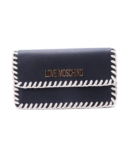 Moschino Whipstitch-trim Chain-linked Shoulder Bag In A Nero