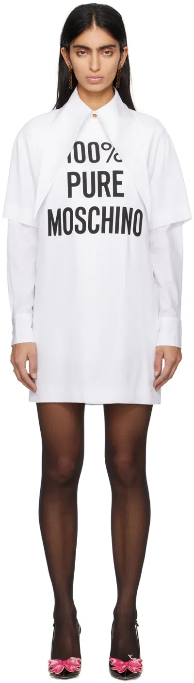 Moschino White '100% Pure ' Minidress In J1001 Fantasy White