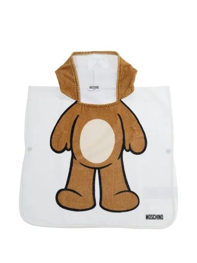 Moschino Babies' Hooded Bear Towel In White