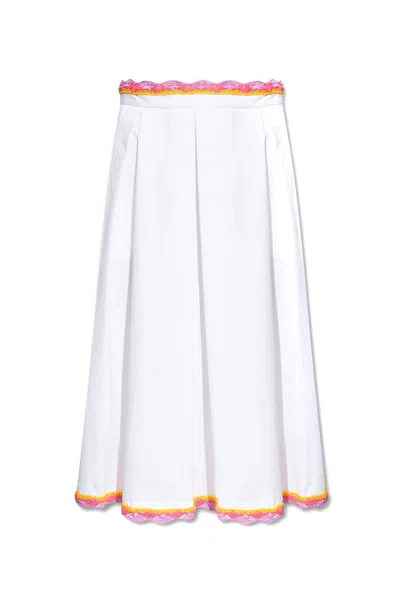 Moschino Lace-trim A-line Skirt In White