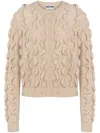 Moschino Ruffled Wool Blend Cardigan In Beige