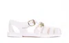 Moschino White Jelly Lettering Logo Sandals In White