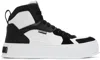 Moschino White & Black Bumps & Stripes High-top Sneakers In White/black