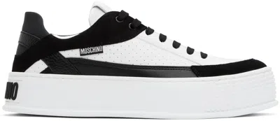 Moschino White & Black Bumps & Stripes Sneakers In White/black
