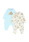 Moschino White Babygrow Set For Baby Boy With Teddy Bear In Multi