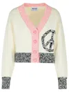 Moschino Jeans White Cotton Blend Cardigan In White