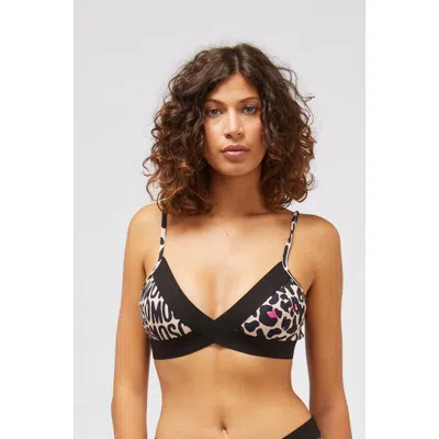 Moschino White Cotton Bra In Black