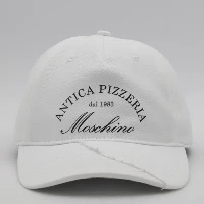 Moschino White Cotton Hat In Gray