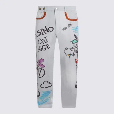 Moschino White Cotton Jeans In Multi