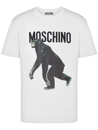MOSCHINO WHITE COTTON JERSEY T-SHIRT