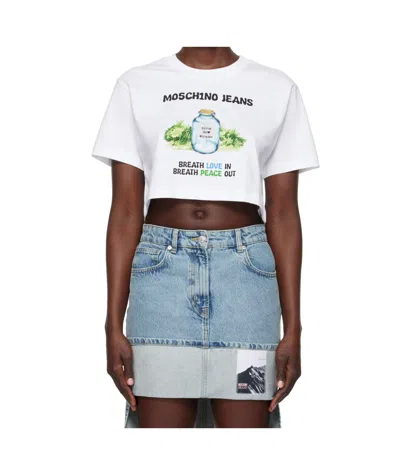 Moschino White Cotton Jersey T-shirt In Multicolor