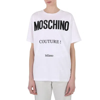 Pre-owned Moschino White Cotton Logo Print T-shirt