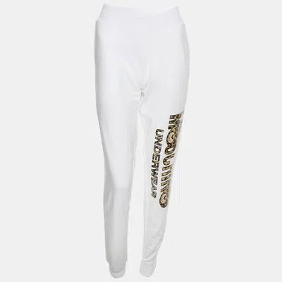 Moschino White Cotton Logo Underwear Jogger Pants