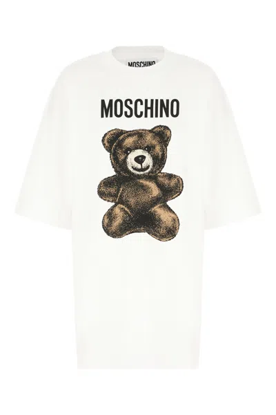 MOSCHINO WHITE COTTON OVERSIZE T-SHIRT DRESS