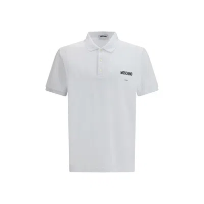Moschino Logo Short-sleeved Polo Shirt In White
