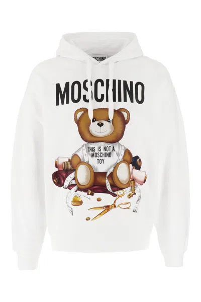 Moschino White Cotton Sweatshirt In Grey