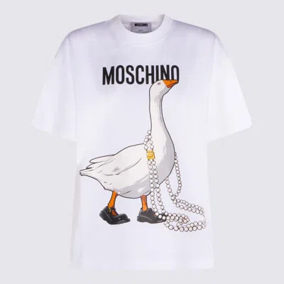 Moschino White Cotton T-shirt In Neutral