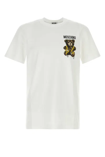 Moschino Logo-embroidered Teddy Bear Polo Shirt In White